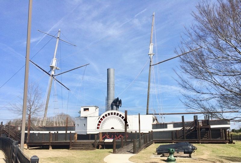 Marker with replica USS Water Witch on grounds of National Civil War Naval Museum.. Click for full size. Marker with replica USS Water Witch on grounds of National Civil War Naval Museum. image. Click for full size.