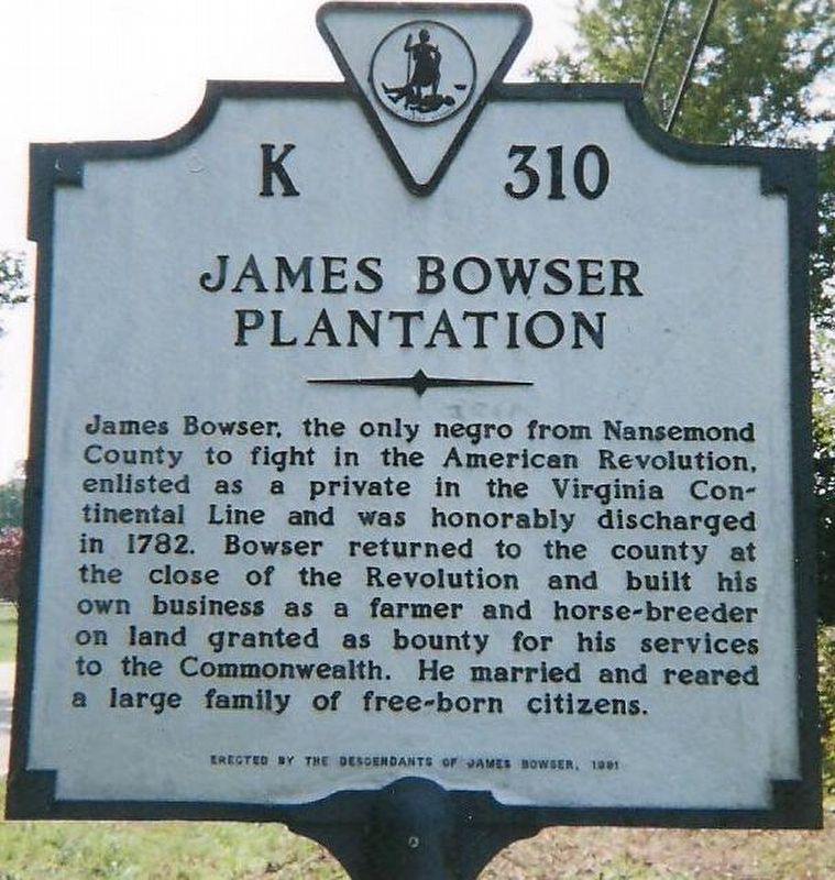 James Bowser Plantation Marker image. Click for full size.