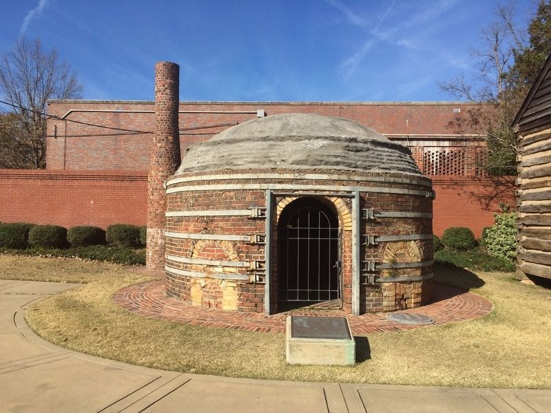 Marker in front of relocated & restored kiln. image. Click for full size.