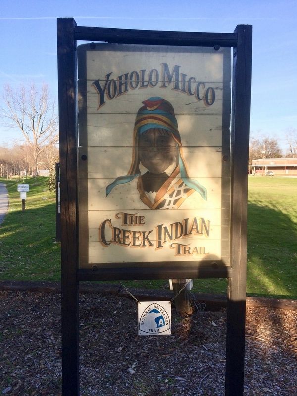 Marker is located next to this sign and trail.. Click for full size. Marker is located next to this sign and trail. image. Click for full size.