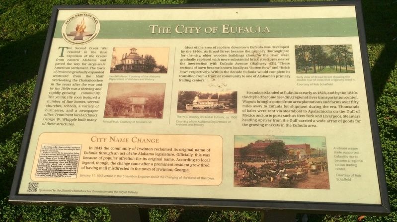 The City of Eufaula Marker. Click for full size. The City of Eufaula Marker image. Click for full size.