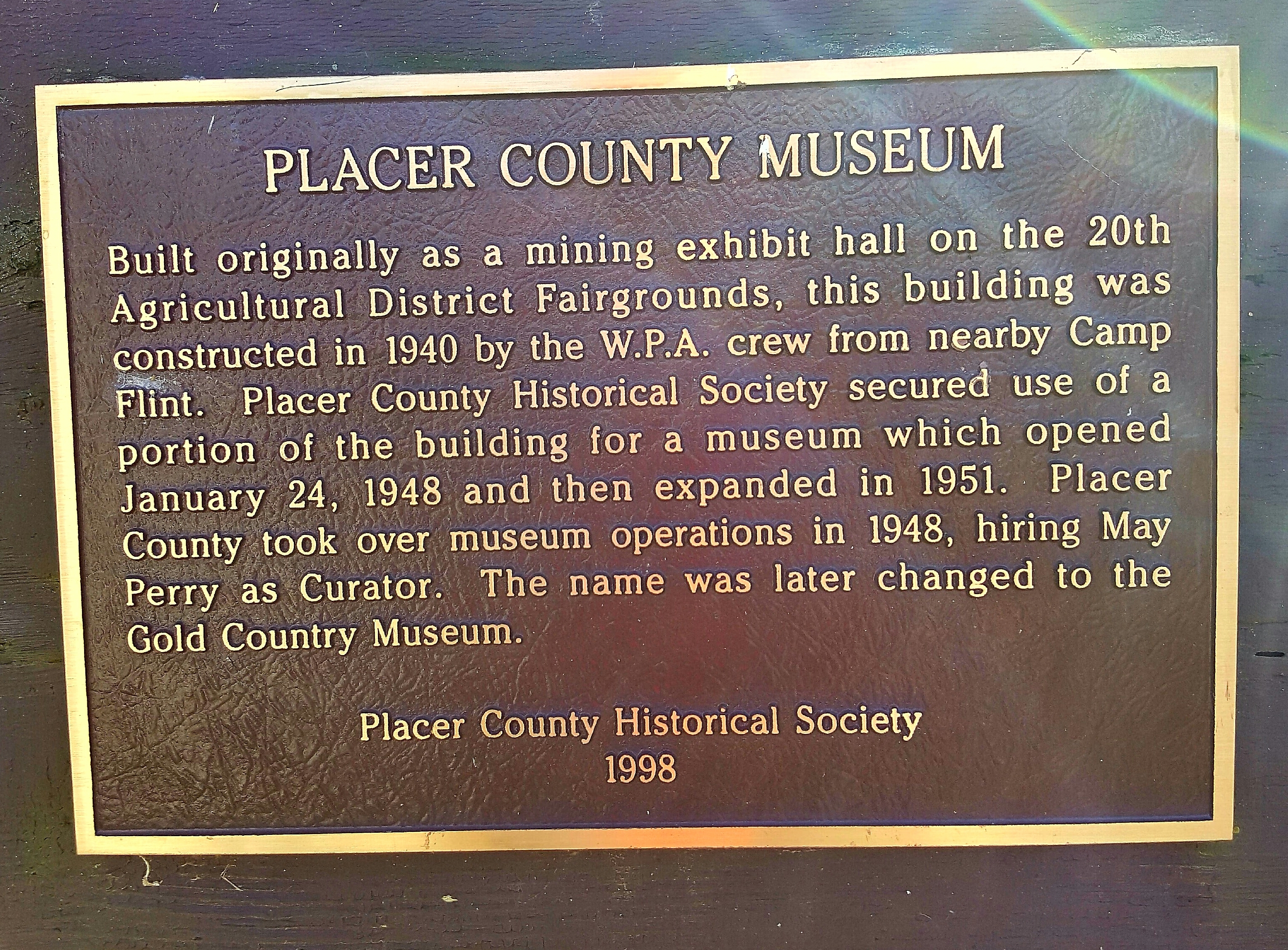 Placer County Museum Marker