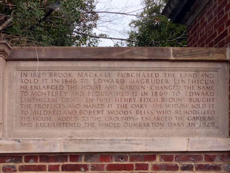 Dumbarton Oaks Marker. Click for full size. Dumbarton Oaks Marker image. Click for full size.
