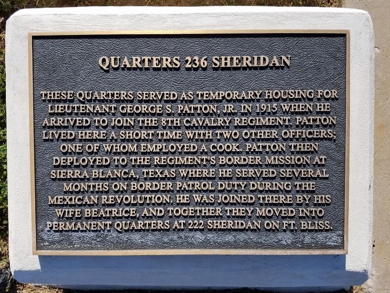 Quarters 236 Sheridan Marker image. Click for full size.