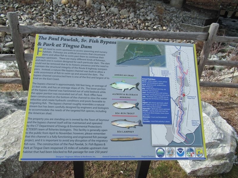 The Paul Pawlak, Sr. Fish Bypass & Park at Tingue Dam Marker image. Click for full size.