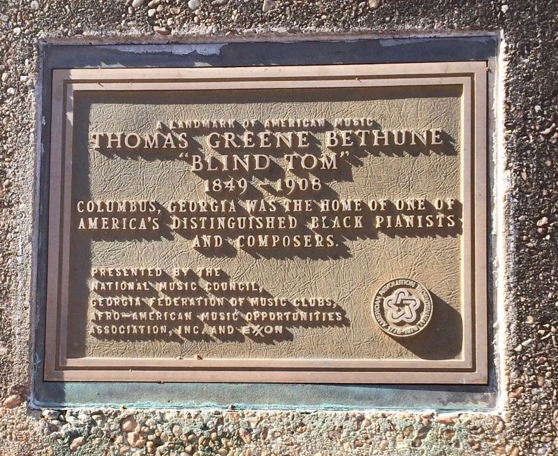 Thomas Greene Bethune plaque image. Click for full size.