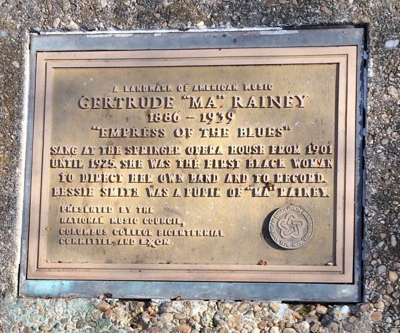 Gertrude "Ma" Rainey plaque image. Click for full size.