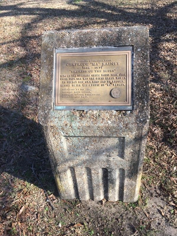 Gertrude "Ma" Rainey plaque and stone. image. Click for full size.