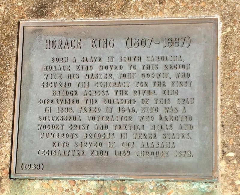 Horace King (1807 - 1887) plaque. image. Click for full size.