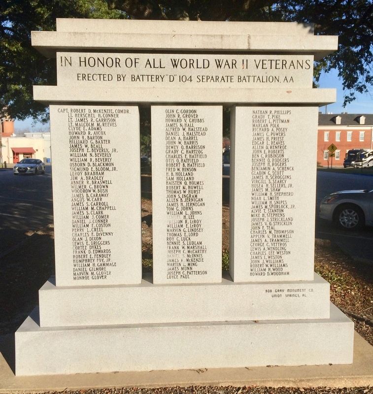 In Honor of All World War II Veterans Monument (rear). Click for full size. In Honor of All World War II Veterans Monument (rear) image. Click for full size.