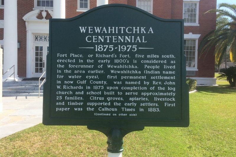 Wewahitchka Centennial Marker Side 1 image. Click for full size.