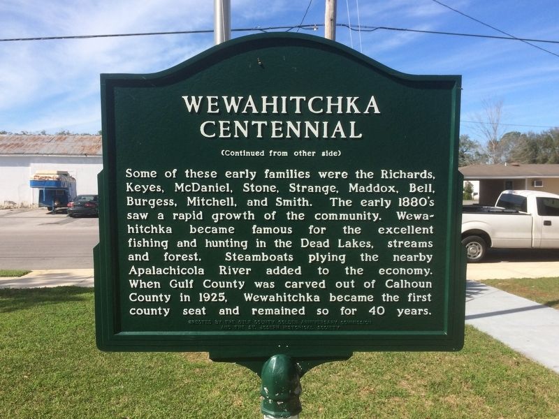 Wewahitchka Centennial Marker Side 2 image. Click for full size.