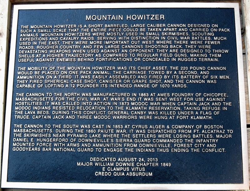 Mountain Howitzers Marker image. Click for full size.