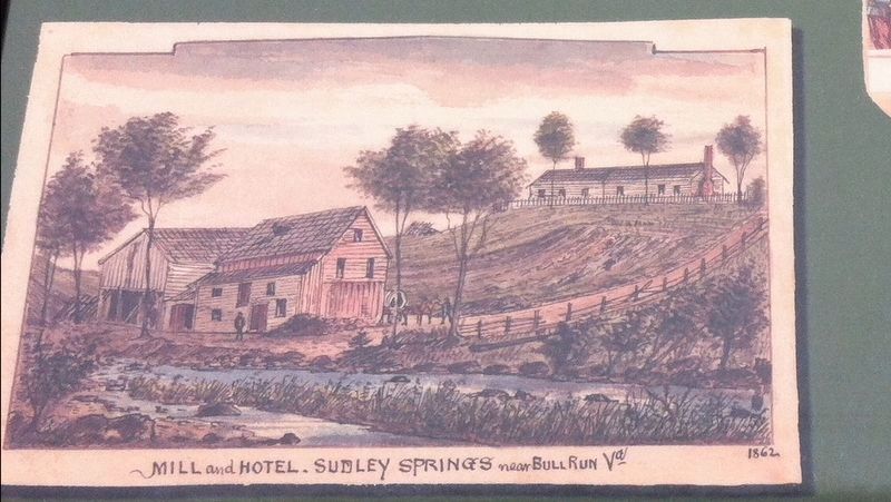 Mill and Hotel. Sudley Springs near Bull Run Va 1862 image. Click for full size.