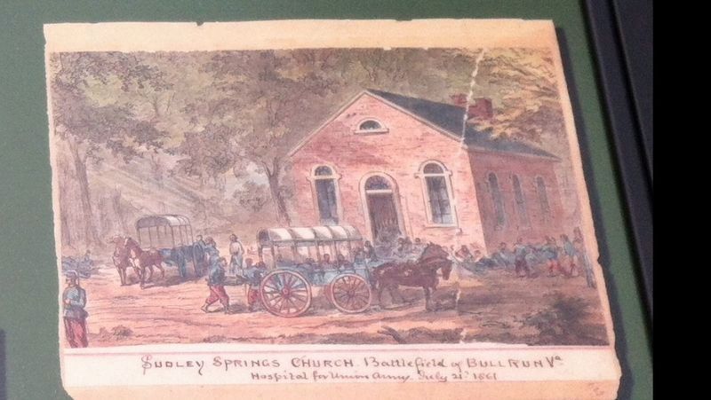 Sudley Springs Church. Battlefield of Bull Run Va.<br>Hospital for Union Army. July 21st, 1861. image. Click for full size.