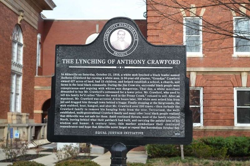 Lynching of Anthony Crawford / Racial Violence in South Carolina Marker image. Click for full size.