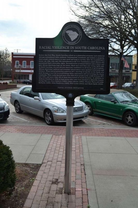 Lynching of Anthony Crawford / Racial Violence in South Carolina Marker image. Click for full size.