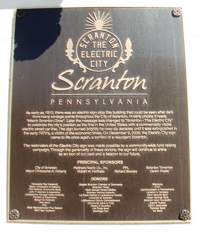 Scranton - The Electric City Marker image. Click for full size.