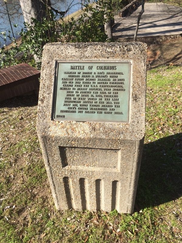 Battle of Columbus Marker and stone. image. Click for full size.
