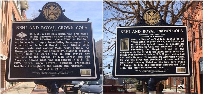 Marker noting original location of beginnings of Nehi.. Click for full size. Marker noting original location of beginnings of Nehi. image. Click for full size.