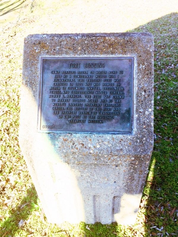 Fort Benning Marker and stone. image. Click for full size.