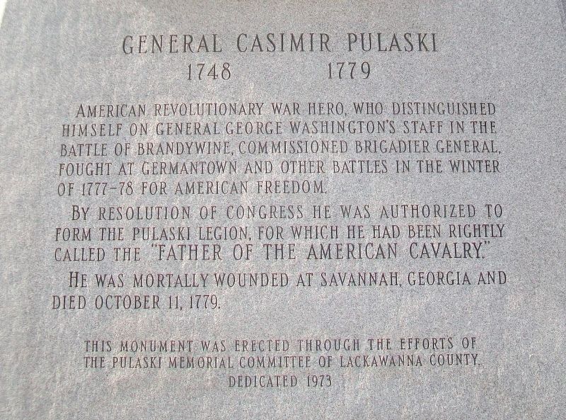 General Casimir Pulaski Marker image. Click for full size.
