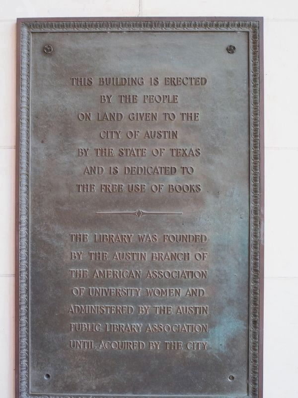 1933 Austin Public Library Marker image. Click for full size.