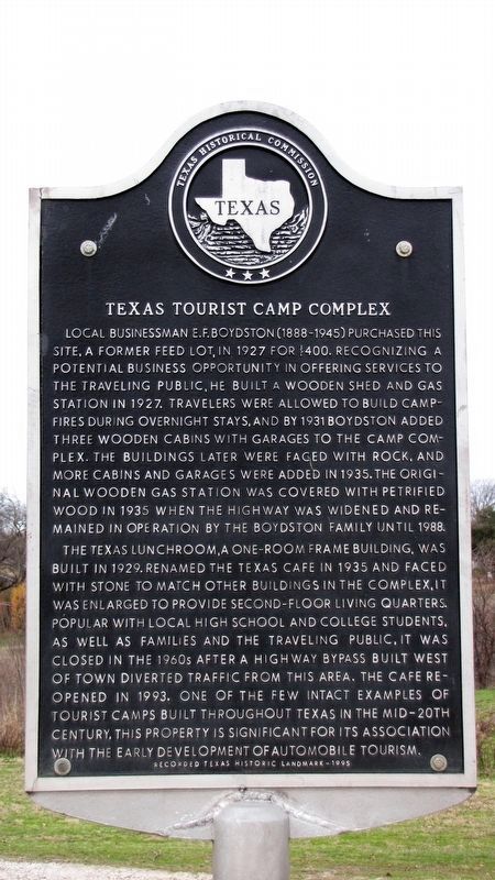 Texas Tourist Camp Complex Texas Historical Marker image. Click for full size.