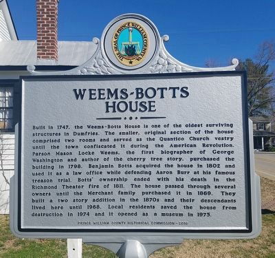 Weems-Botts House Marker image. Click for full size.