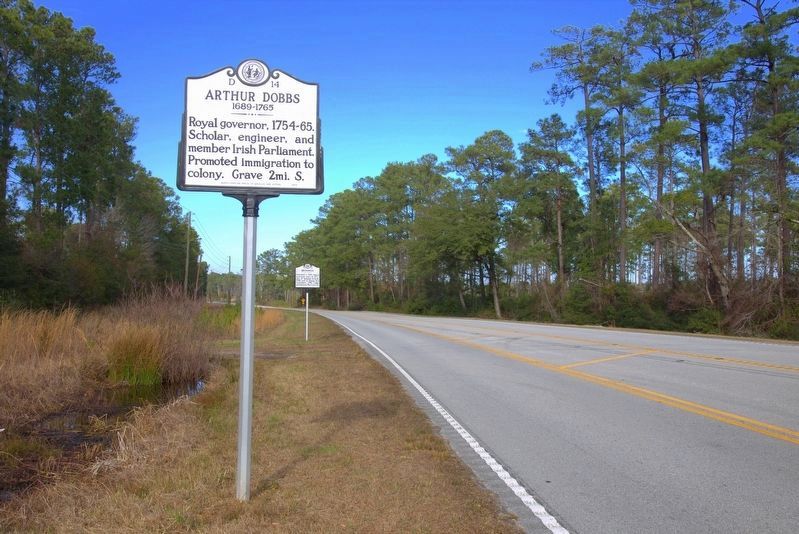 Arthur Dobbs Marker with Brunswick Marker in the Distance. Click for full size. Arthur Dobbs Marker with Brunswick Marker in the Distance image. Click for full size.