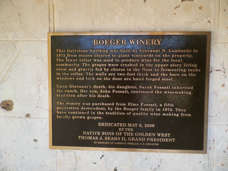 Boeger Winery Marker image. Click for full size.