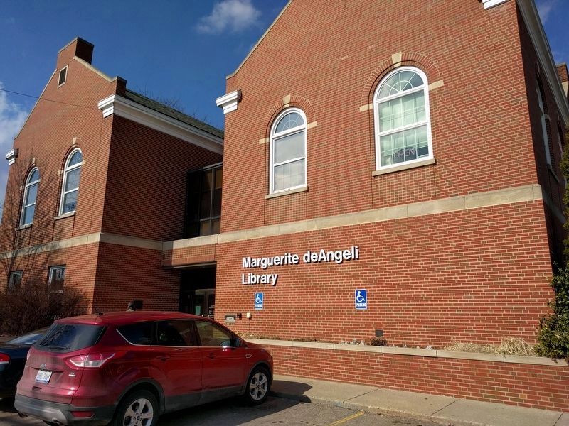Marguerite deAngeli Branch Library and Marker image. Click for full size.