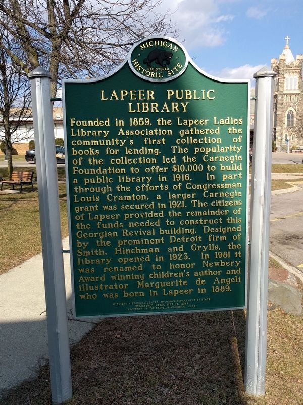 Lapeer Public Library Marker. Click for full size. Lapeer Public Library Marker image. Click for full size.
