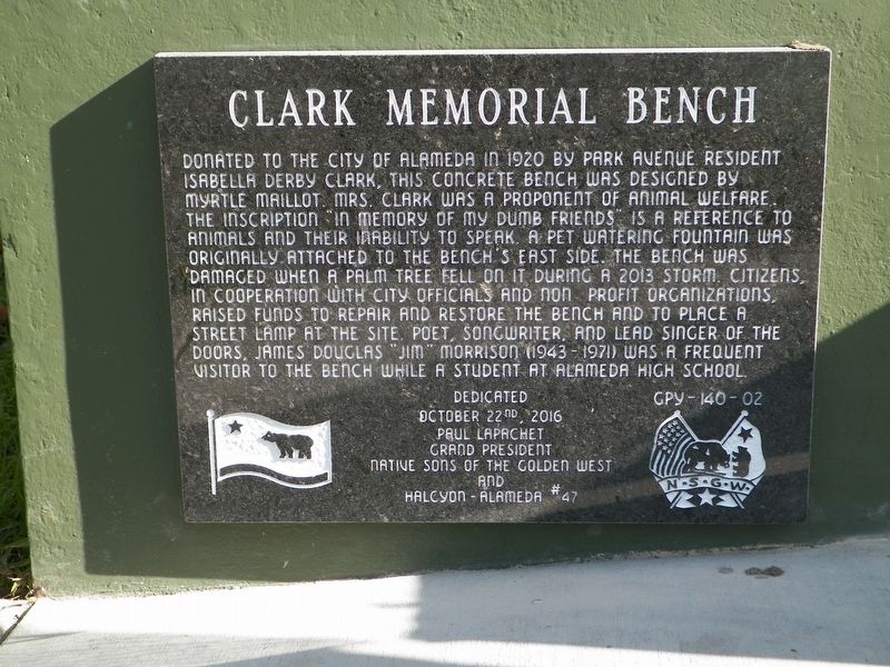 Clark Memorial Bench Marker image. Click for full size.