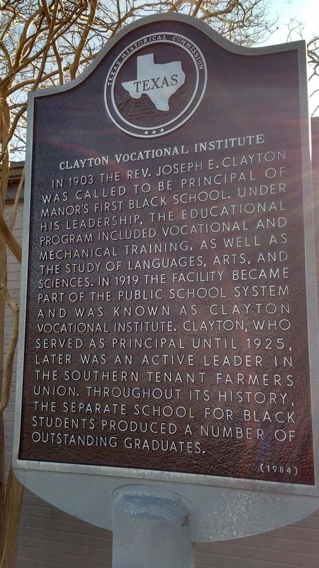 Clayton Vocational Institute Marker image. Click for full size.