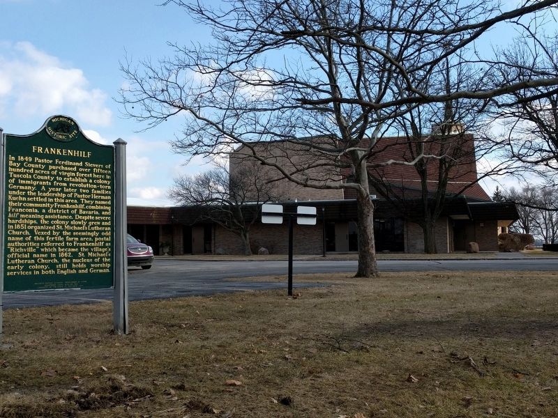 Frankenhilf Marker and St. Michael's Lutheran Church image. Click for full size.