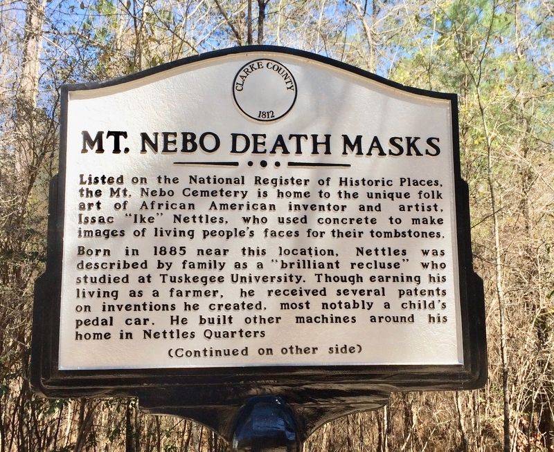 Mt. Nebo Death Masks Marker (Side 1) image. Click for full size.