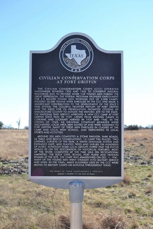 Civilian Conservation Corps at Fort Griffin Marker image. Click for full size.