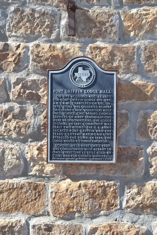 Fort Griffin Lodge Hall Marker image. Click for full size.
