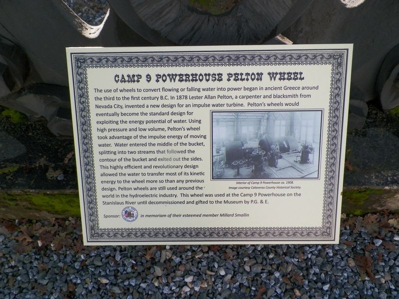 Camp 9 Powerhouse Pelton Wheel Marker image. Click for full size.