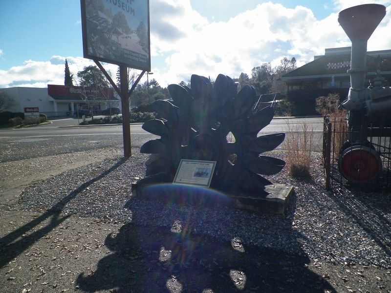 Camp 9 Powerhouse Pelton Wheel & Marker image. Click for full size.