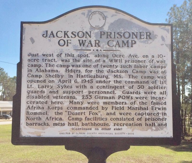 Jackson Prisoner of War Camp Marker (Side 1) image. Click for full size.