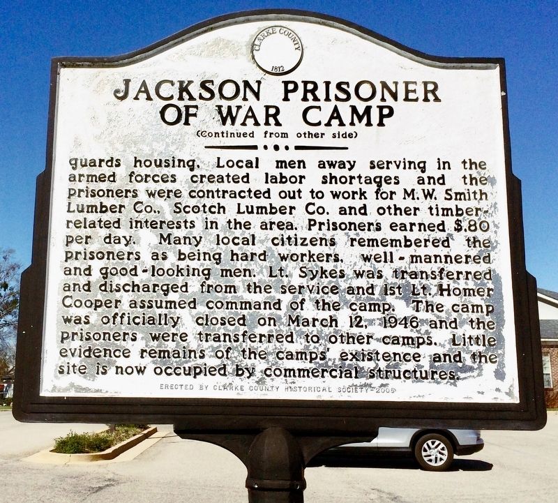 Jackson Prisoner of War Camp Marker (Side 2) image. Click for full size.