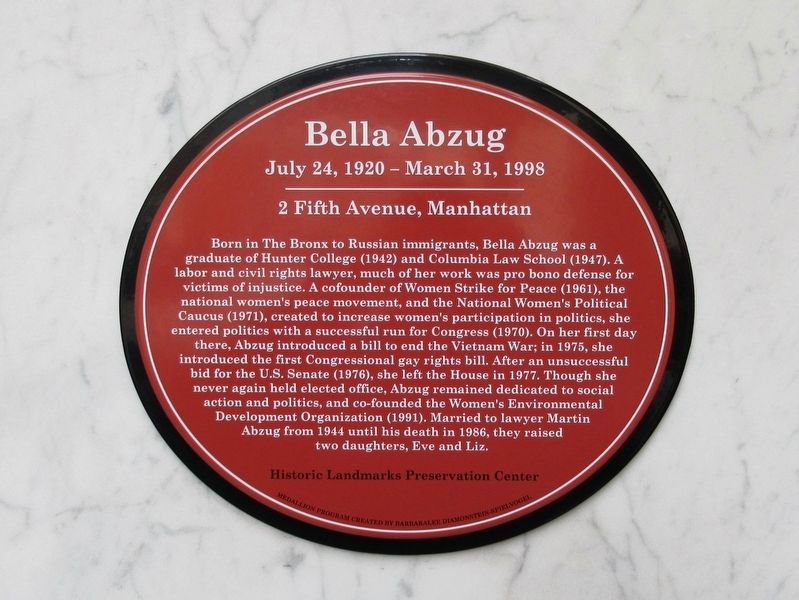 Bella Abzug Marker image. Click for full size.