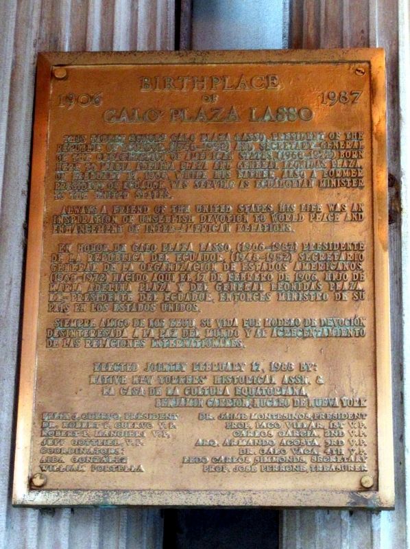 Birthplace of Galo Plaza Lasso Marker image. Click for full size.