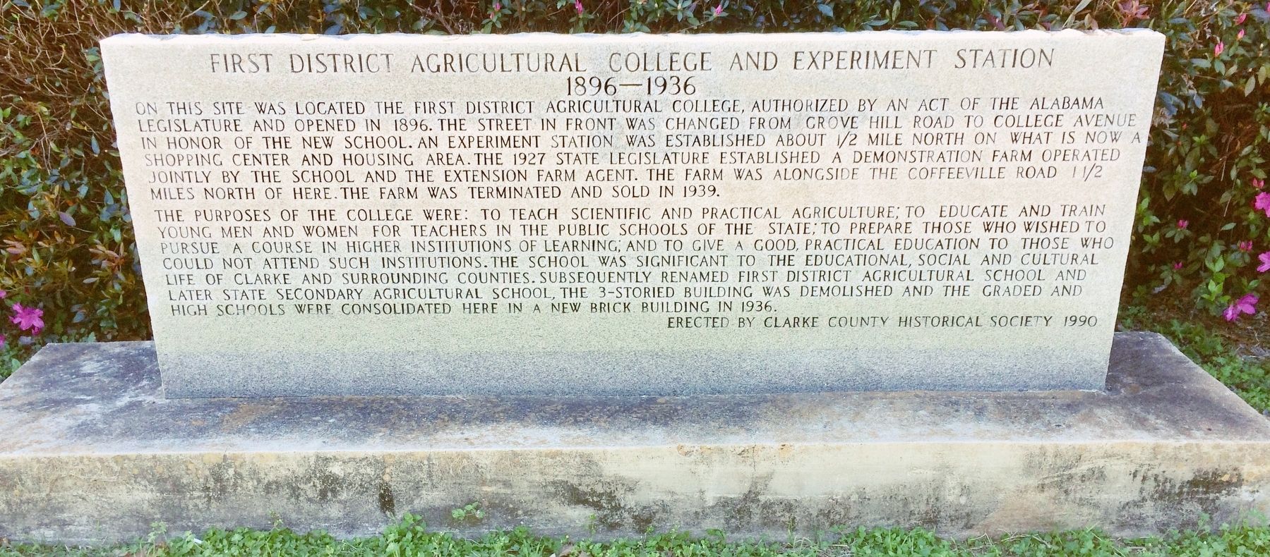 First District Agricultural College and Experiment Station Marker image. Click for full size.