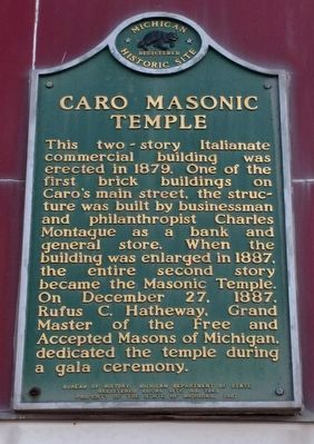 Caro Masonic Temple Marker image. Click for full size.