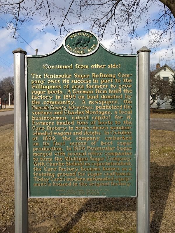 Peninsular Sugar Refining Company Marker - Side 2 image. Click for full size.