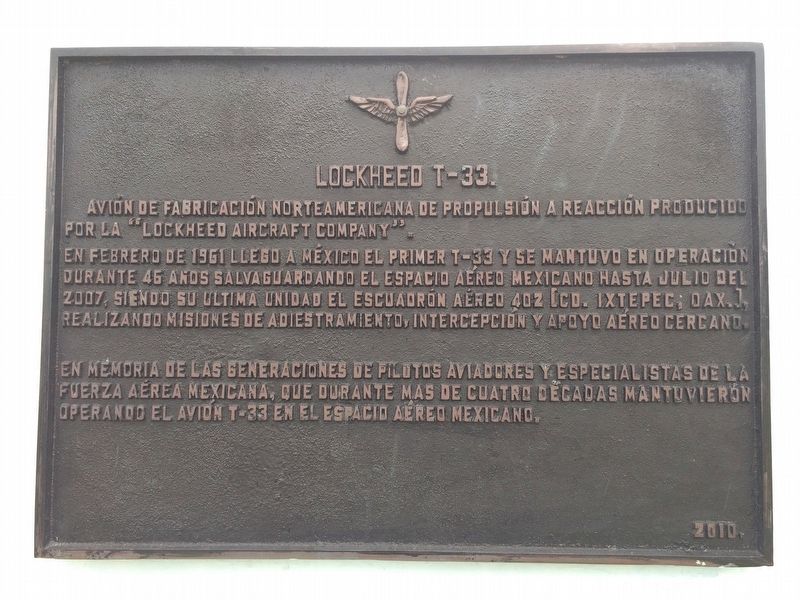 Lockheed T-33. Marker. Click for full size. Lockheed T-33. Marker image. Click for full size.