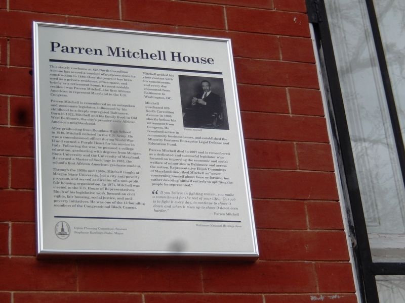 Parren Mitchell House Marker. Click for full size. Parren Mitchell House Marker image. Click for full size.